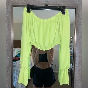neon green sheer forever 21 top